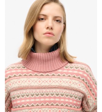 Superdry Strickpullover mit texturiertem Streifenmuster in Beige