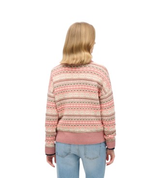 Superdry Strickpullover mit texturiertem Streifenmuster in Beige