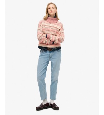 Superdry Strickpullover mit texturiertem Streifenmuster in Beige