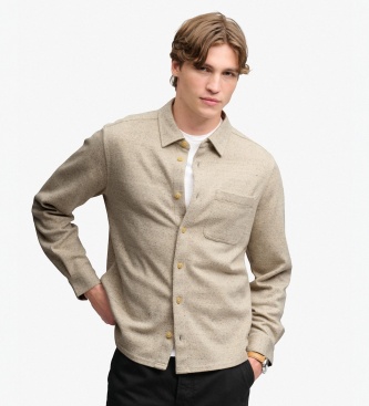 Superdry Beige Twill Tweed Shirt