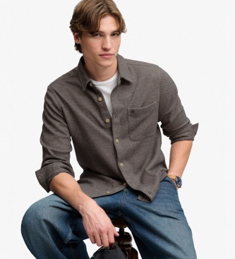 Superdry Taupe Twill Tweed Shirt