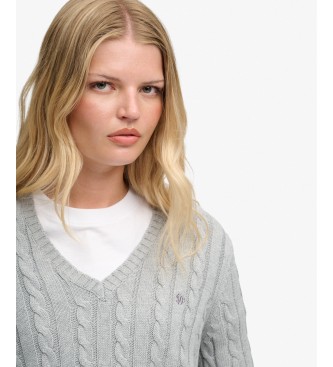 Superdry Grå Washed Cable striktrøje