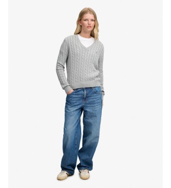 Superdry Grå Washed Cable striktrøje