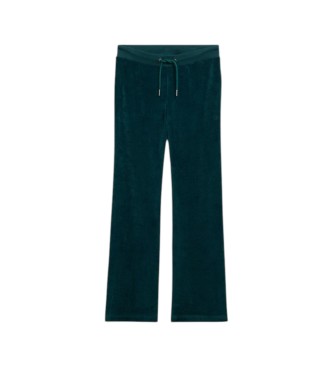 Superdry Pantalón Jogger Velour Wide Leg verde