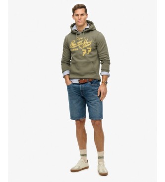Superdry Leather & Boot Co Script hættetrøje mørk kaki