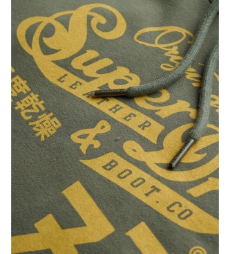 Superdry Leather & Boot Co Script hættetrøje mørk kaki