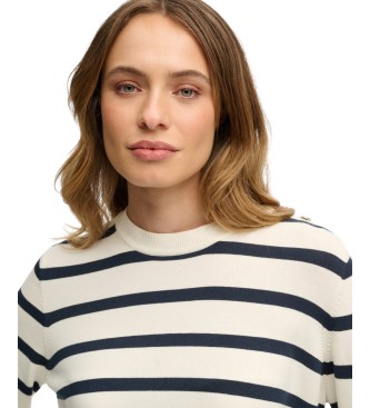 Superdry Essential Gestreepte Trui in Ecru en Marineblauw