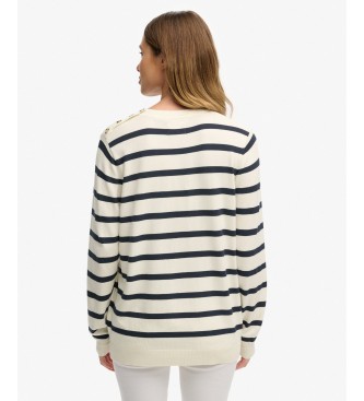 Superdry Essential Gestreepte Trui in Ecru en Marineblauw