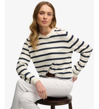 Superdry Essential Gestreepte Trui in Ecru en Marineblauw