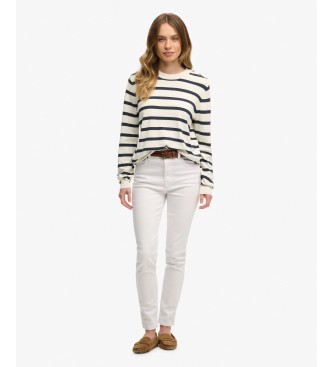 Superdry Essential Gestreepte Trui in Ecru en Marineblauw