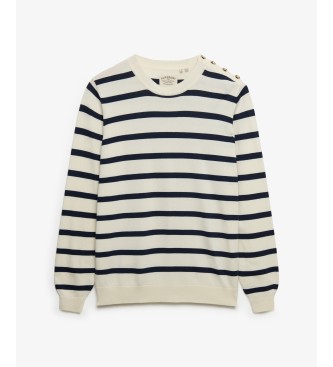 Superdry Essential Gestreepte Trui in Ecru en Marineblauw