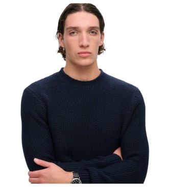 Superdry Sweter Merchant z teksturowanej dzianiny, granatowy