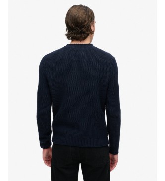 Superdry Sweter Merchant z teksturowanej dzianiny, granatowy