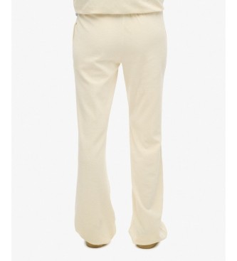 Superdry Pantalón Jogger Velour Wide Leg blanco roto