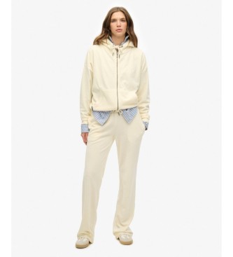 Superdry Pantalón Jogger Velour Wide Leg blanco roto