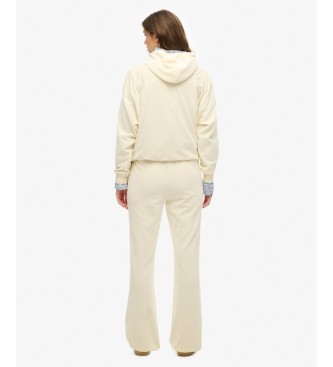 Superdry Pantalón Jogger Velour Wide Leg blanco roto