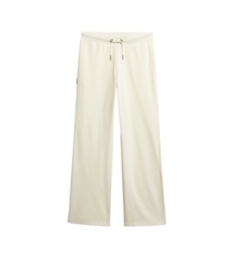 Superdry Pantalón Jogger Velour Wide Leg blanco roto