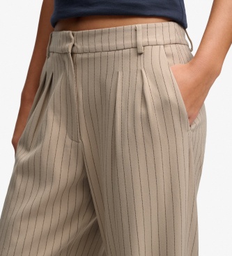 Superdry Beige Nadelstreifenhose