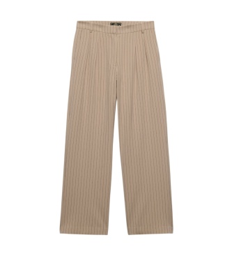 Superdry Beige Nadelstreifenhose