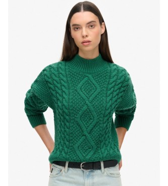 Superdry Pull Aran Cable vert