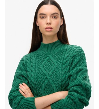 Superdry Pull Aran Cable vert