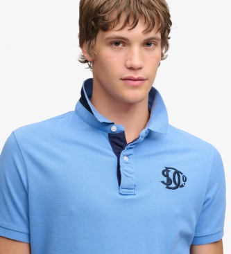 Superdry Polo Piqué Monogramme bleu