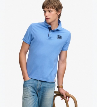 Superdry Polo Piqué Monogramme bleu