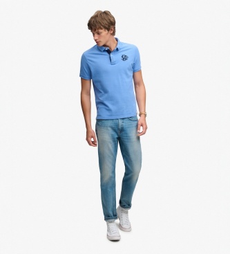 Superdry Polo Piqué Monogramme bleu