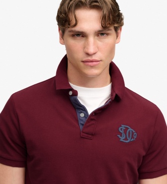 Superdry Polo Piqué Monogram bordeaux