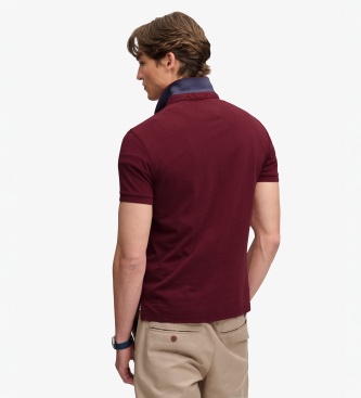 Superdry Polo Piqué Monogram bordeaux