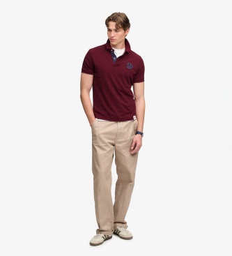 Superdry Polo Piqué Monogram bordeaux
