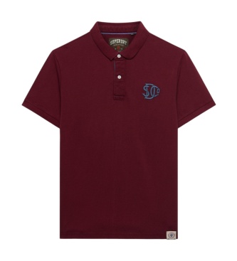 Superdry Polo Piqué Monogram bordeaux