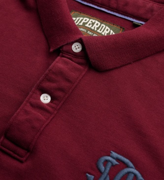 Superdry Polo Piqué Monogram bordeaux