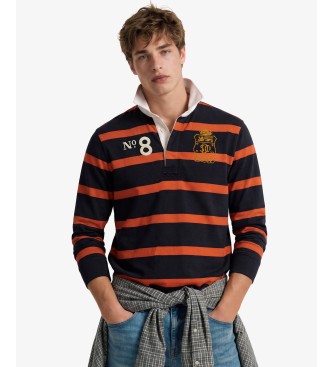 Superdry Polo rugby Double Emblem Stripe orange, marine