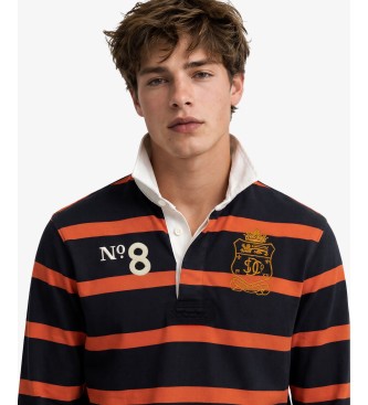 Superdry Polo rugby Double Emblem Stripe orange, marine