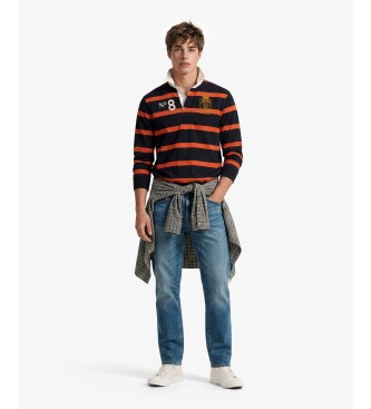 Superdry Polo rugby Double Emblem Stripe orange, marine