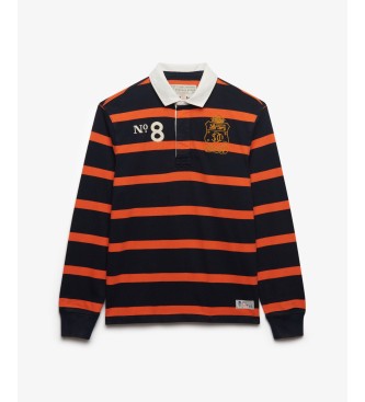 Superdry Polo rugby Double Emblem Stripe orange, marine