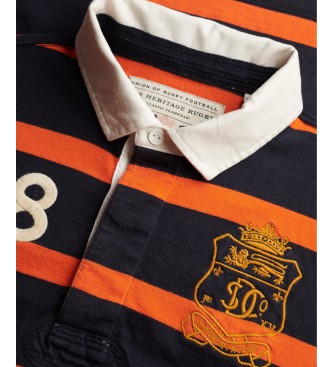 Superdry Polo rugby Double Emblem Stripe orange, marine