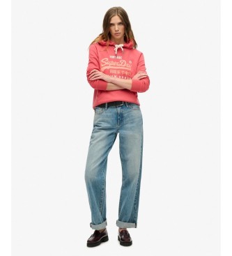 Superdry Red Puff Print VL Graphic hoodie