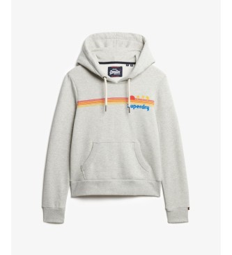 Superdry Grå hættetrøje med regnbuestriber