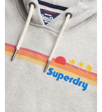 Superdry Grå hættetrøje med regnbuestriber