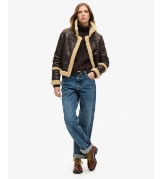 Superdry Pull Slouchy Stitch col roulé marron