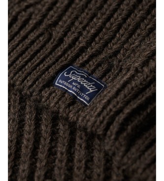 Superdry Pull Slouchy Stitch col roulé marron