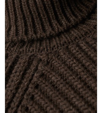 Superdry Pull Slouchy Stitch col roulé marron
