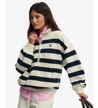 Superdry Navy Studios Stripe Half Zip Sweatshirt