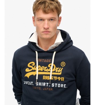Superdry Sweater met capuchon en logo Vintage Cali navy