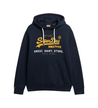 Superdry Sweater met capuchon en logo Vintage Cali navy