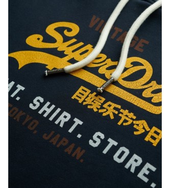 Superdry Sweater met capuchon en logo Vintage Cali navy