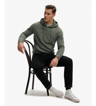 Superdry Sudadera con capucha Athletic Emboss verde oliva