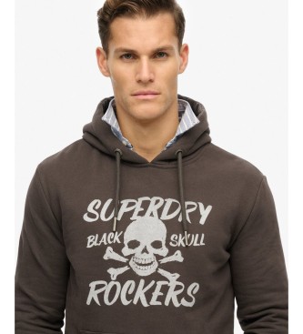 Superdry Braunes Kapuzensweatshirt mit Totenkopf